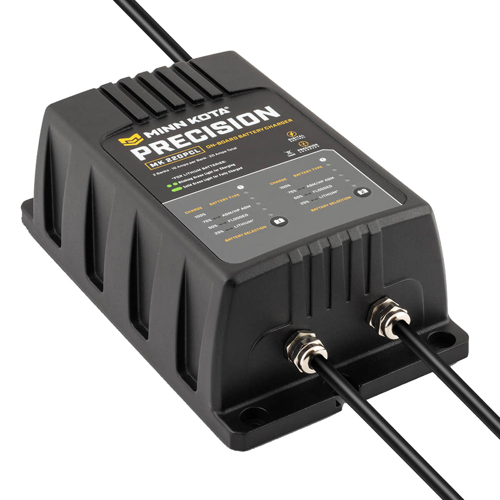Minn Kota MK-220 PCL 2-bank 10-amp lithium LiFePO4 optimized on-board battery charger