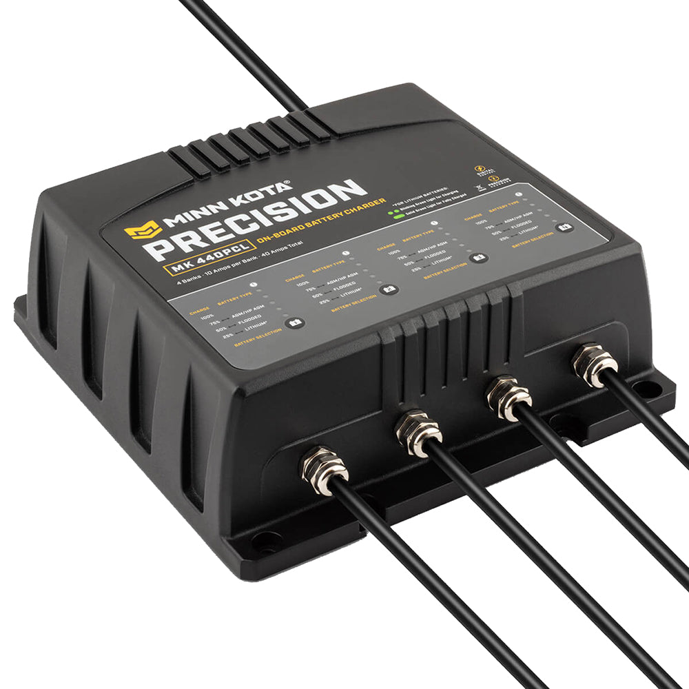 Minn Kota MK-440 PCL 4-bank 10-amp lithium optimized on-board marine battery charger