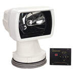 ACR RCL-600A 24V marine searchlight with remote joystick panel, white cast aluminum housing