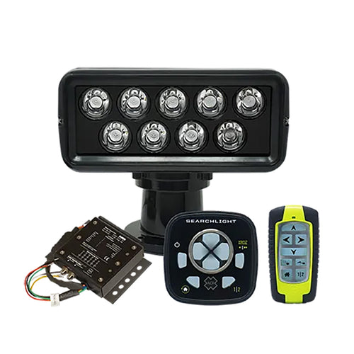 ACR RCL-100 LED Black Searchlight with URP-103 Wired Point Pad, URC-104 Master Controller, and URH-103 Wireless Handheld Remote