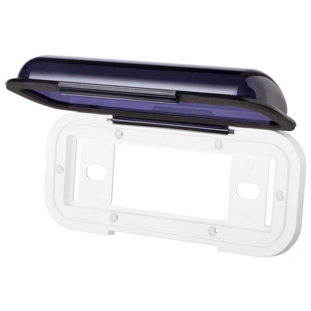 Boss Audio MRC5 universal single-DIN radio cover in black and white with tinted polycarbonate panel