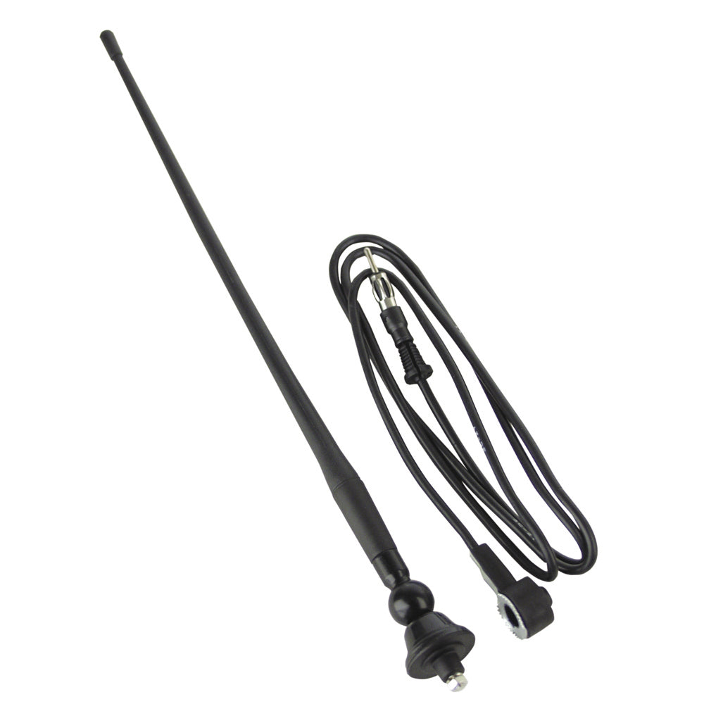 Boss Audio MRANT12 12-inch black rubber AM/FM antenna with bulkhead mount and 56-inch cable