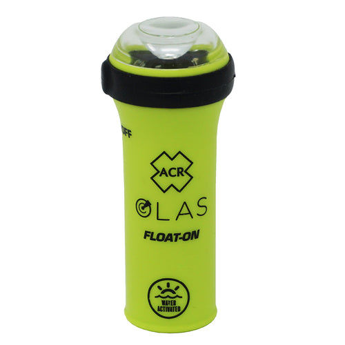 ACR OLAS Float-On Light buoyant water-activated MOB strobe and LED flashlight with USB charging cable and lanyard
