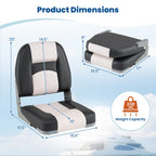 2-Pack Boat Seats with Thick Sponge Padding and Fixing Bolts-Gray