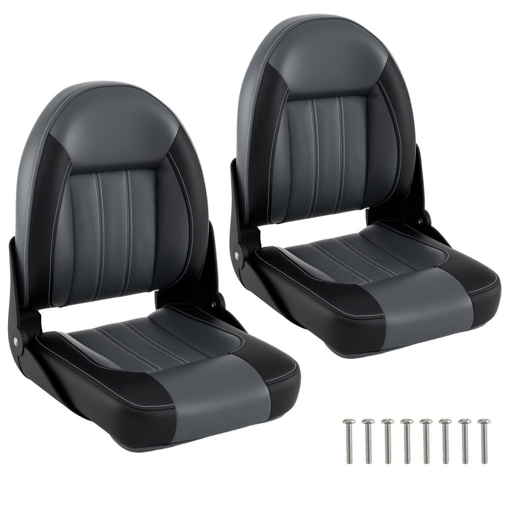 Folding High Back Boat Chairs with Sponge Padding - 2 Pack
