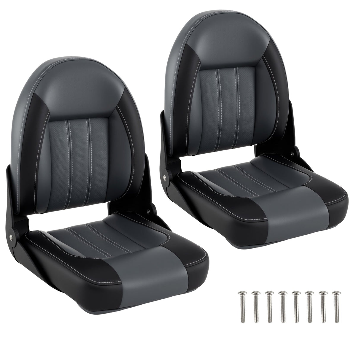 Folding High Back Boat Chairs with Sponge Padding - 2 Pack