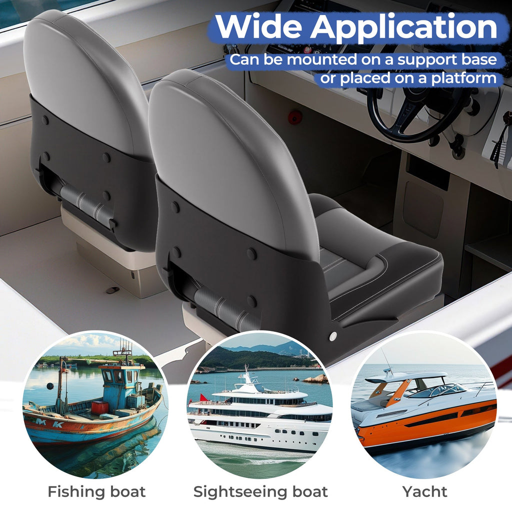 Folding High Back Boat Chairs with Sponge Padding - 2 Pack