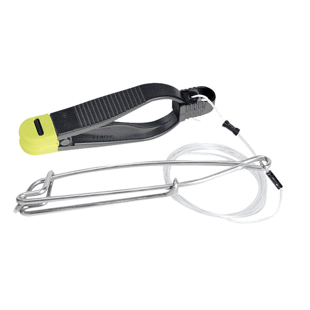 Scotty Power Grip Plus downrigger release on stainless cable-snap leader with self-locating snap, available in 18, 30, and 48 inch lengths