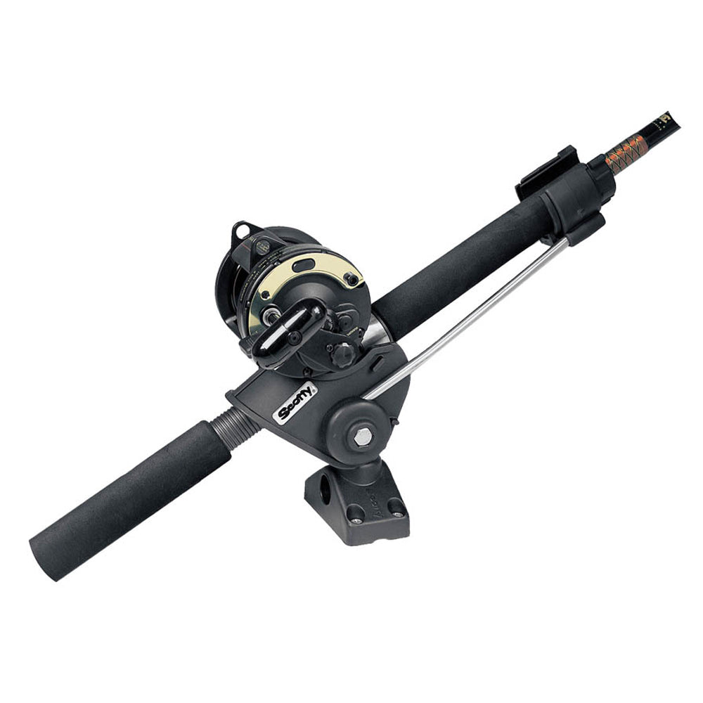 Scotty Striker Rod Holder model 240 with No. 241 combination deck and side mount for halibut, sturgeon, and muskie fishing