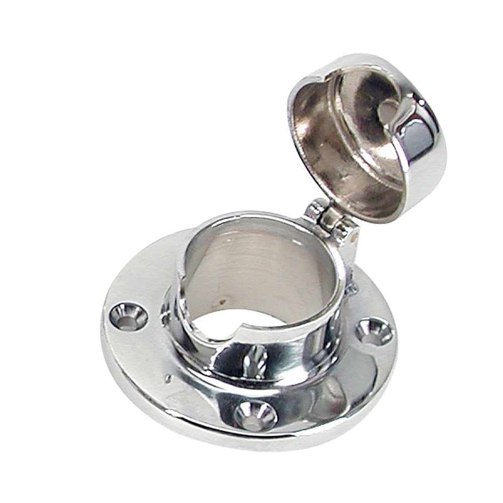 Whitecap chrome-plated brass hinged chain and rope deck pipe with 1-1/2 inch opening and 3-inch flange