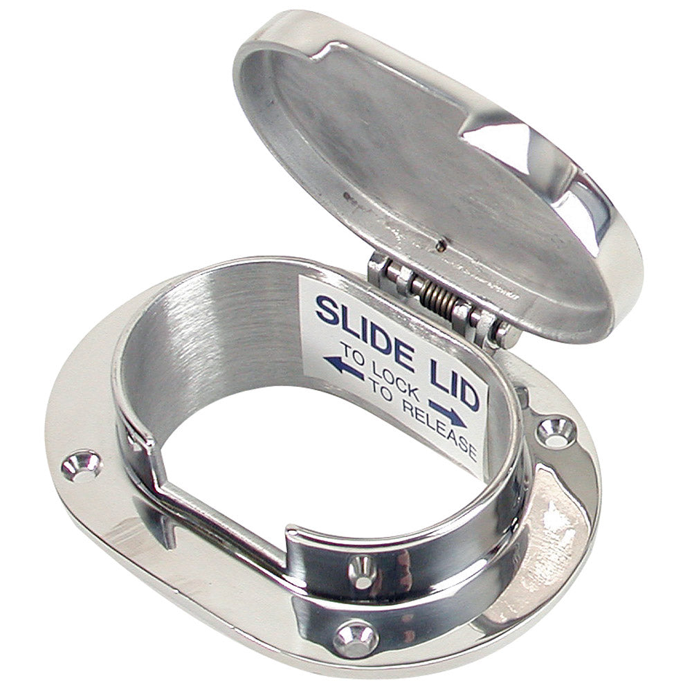 Whitecap 316 stainless steel hinged chain and rope deck pipe with 3-7/8 by 2-1/2 inch opening