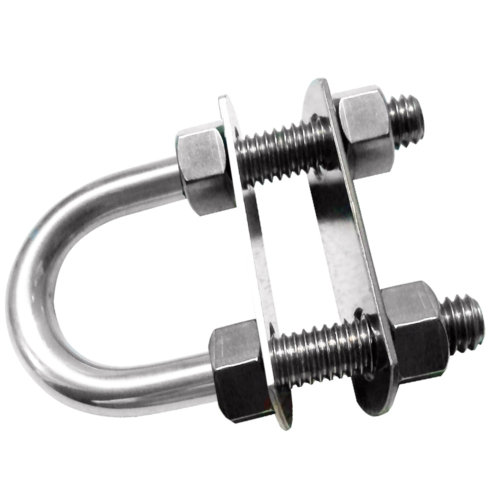 Whitecap 304 stainless steel bow eye 5/16 inch stock 1-3/8 inch thread length with 3/4 x 2-1/4 wall plate