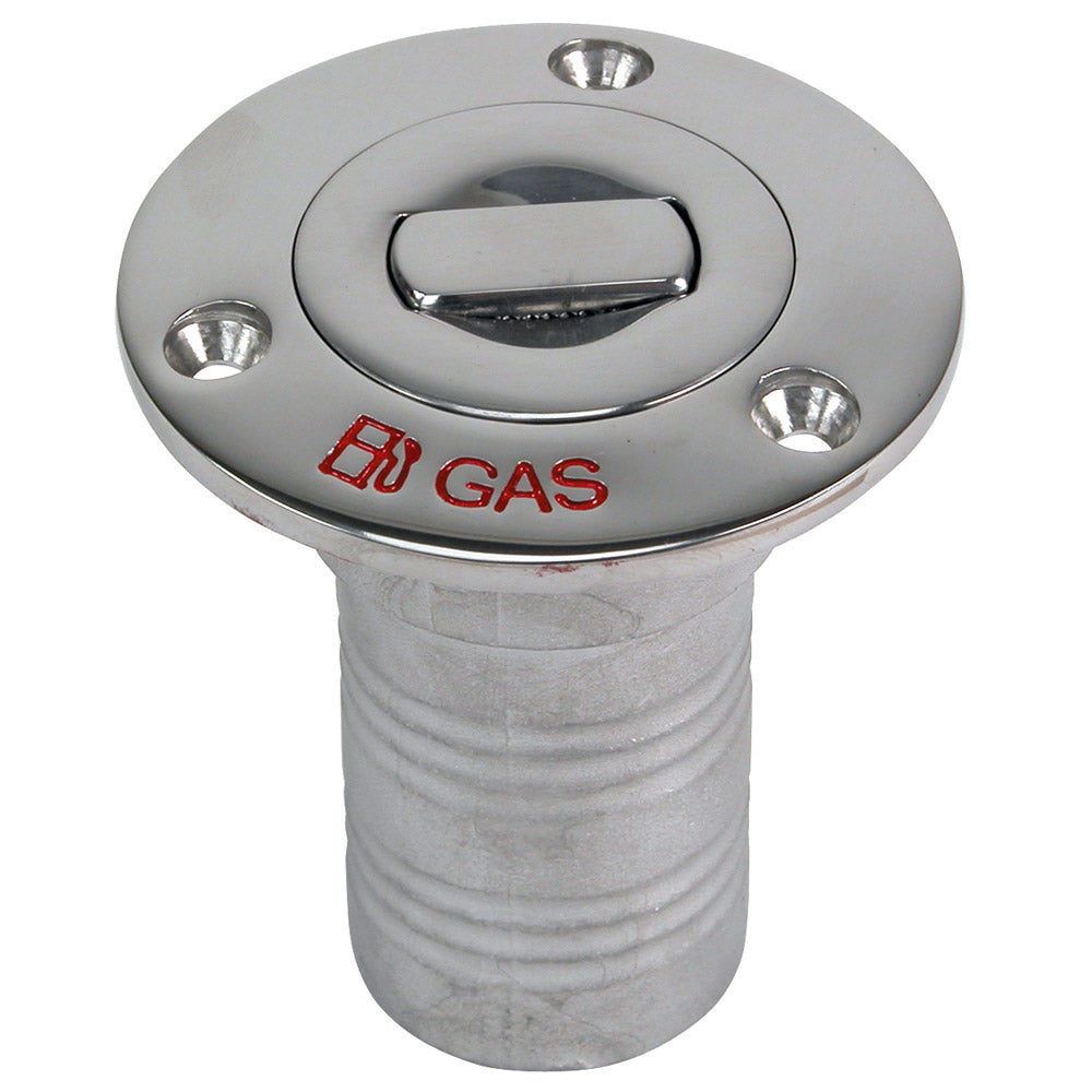 Whitecap Bluewater 316 stainless push-up gas deck fill 1-1/2 inch hose red cap 90 degree