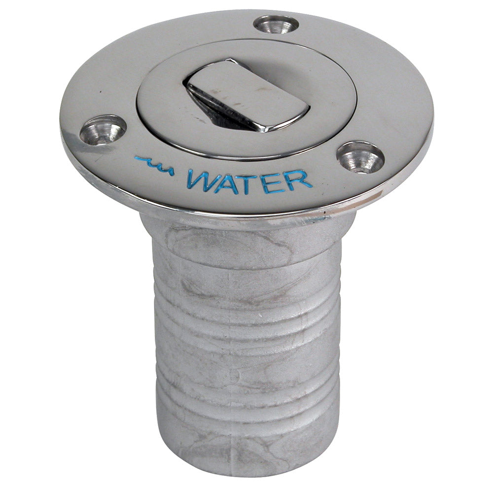 Whitecap Bluewater 316 stainless push-up deck fill 1-1/2 inch hose water blue cap
