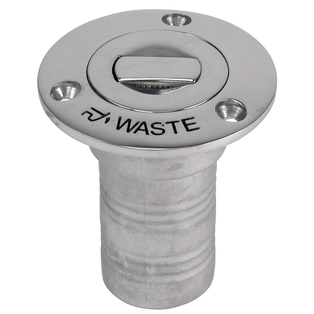 Whitecap Bluewater 316 stainless push-up deck fill 1-1/2 inch waste hose fitting black 90 degree