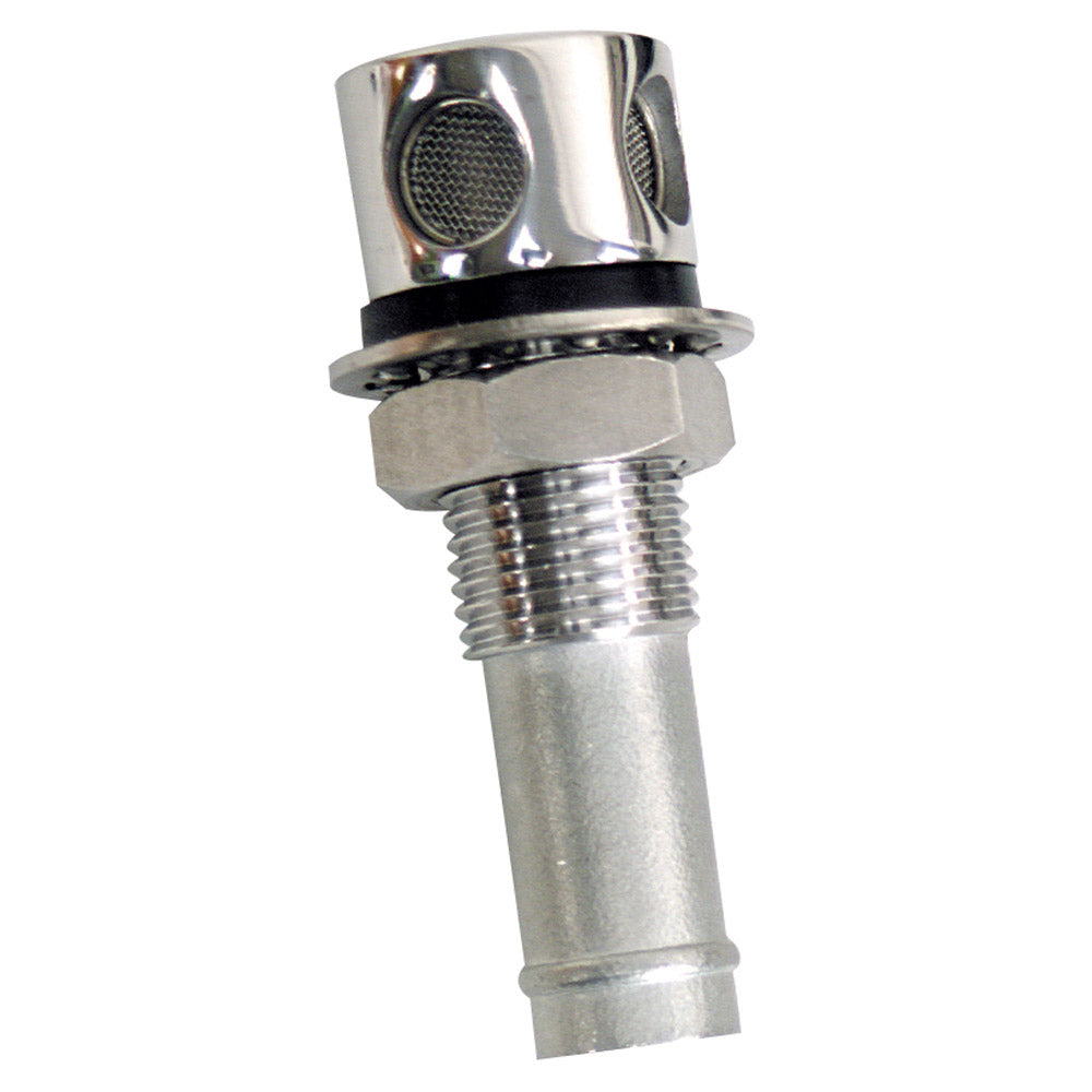 Whitecap round head straight fuel vent 9/16 inch chrome brass