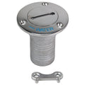 Whitecap 316 stainless steel deck fill fitting 1-1/2 inch hose water 90-degree with keyed cap and chain