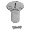 Whitecap 316 stainless steel deck fill fitting for 1-1/2 inch waste hose with keyed cap and 3-inch flange