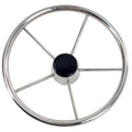 Whitecap Destroyer 13-1/2 inch 304 stainless steel 5-spoke steering wheel with black cap