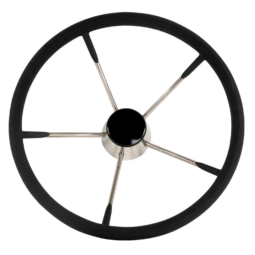 Whitecap Destroyer black foam steering wheel 13-1/2 inch diameter with black cap and 5 spokes