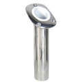 Whitecap Bluewater 30-degree stamped stainless steel flush mount rod holder with white vinyl liner