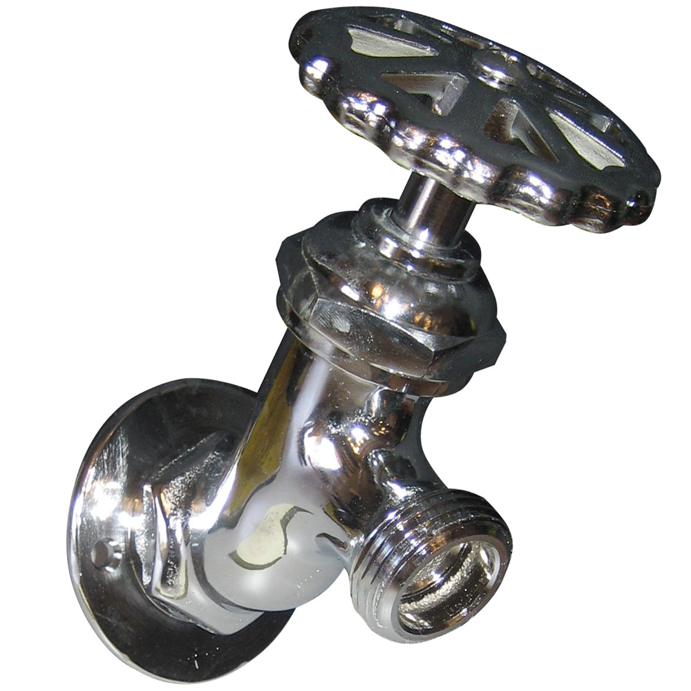 Whitecap chrome-plated brass large sillcock 2-3/16 inch base 4 inch depth raw water washdown fitting