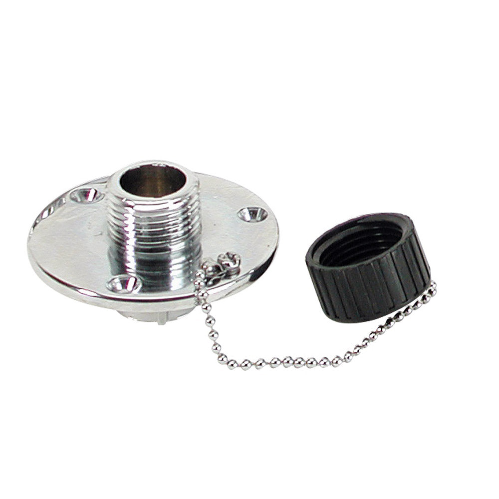Whitecap chrome-plated brass plumbing outlet fitting 2-3/4 inch base 1 inch depth 1/2 FIPT x 3/4 GHT