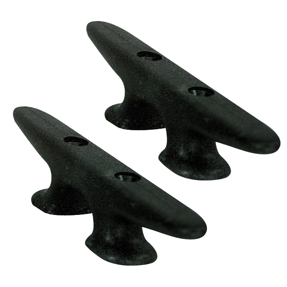 Whitecap 8-inch black nylon deck cleat pair with 5/16-inch fastener mounting holes