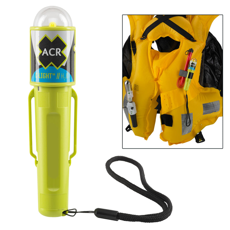 ACR C-Light H2O water-activated 20-lumen LED personal distress safety light with PFD clip and Velcro strap