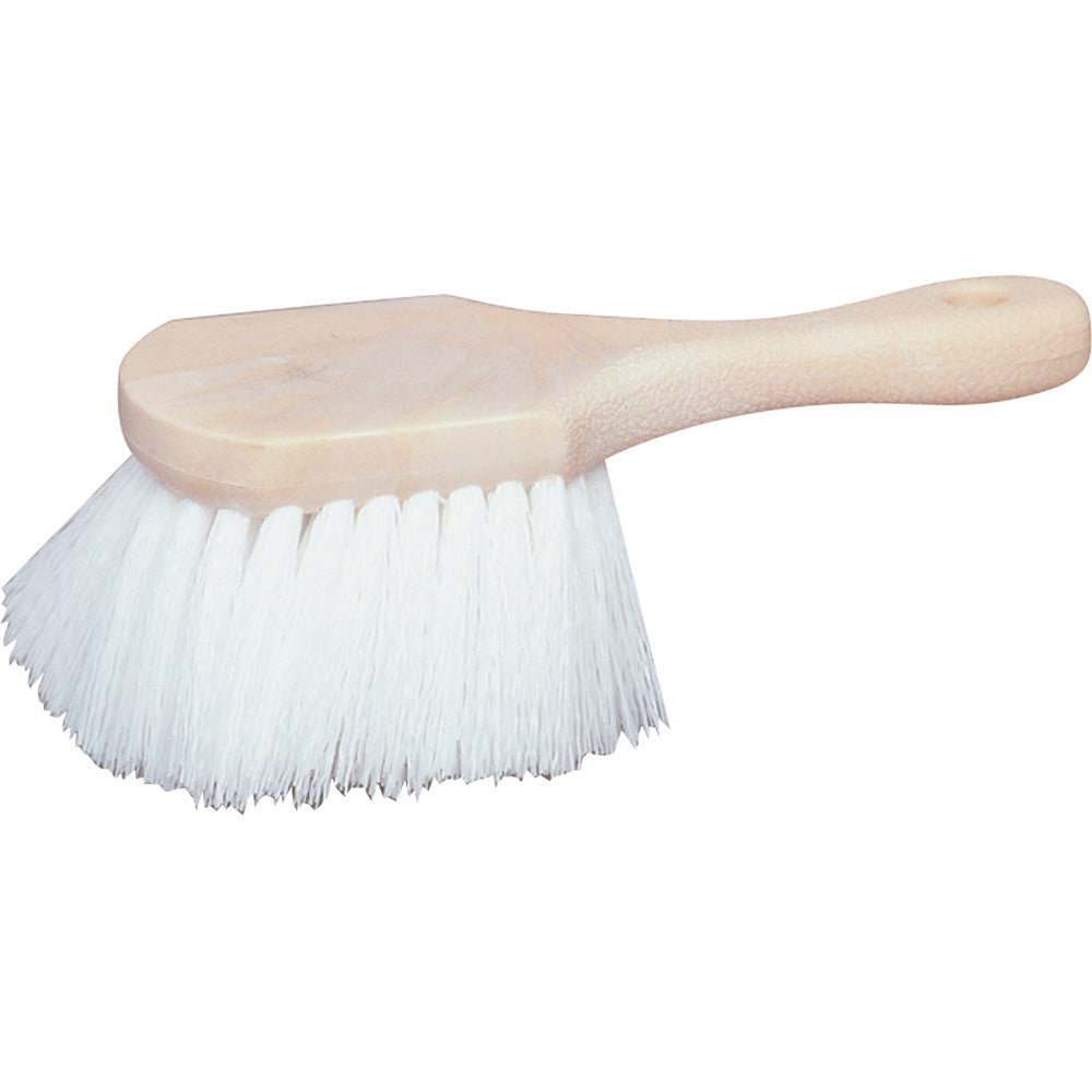 Star brite short handle scrub brush with Star Prene flagged-end bristles for marine and RV cleaning