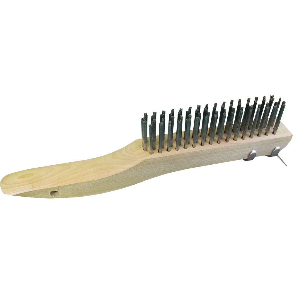 Star brite 10.5 inch stainless steel bristle utility brush with integrated scraper, made in the USA