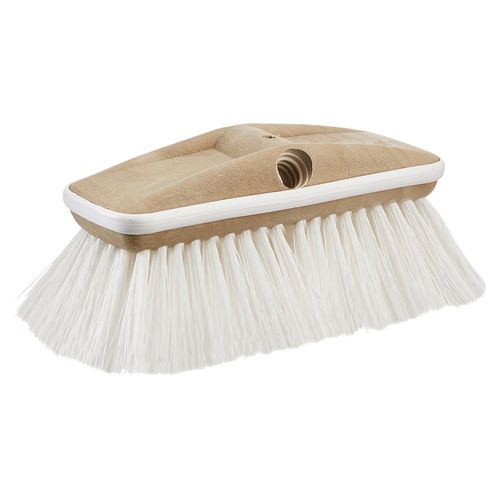 Star brite Deluxe 8 inch White Heavy Duty Stiff Brush Head with rubber bumper and dual connection for standard threaded and Extend-A-Brush poles