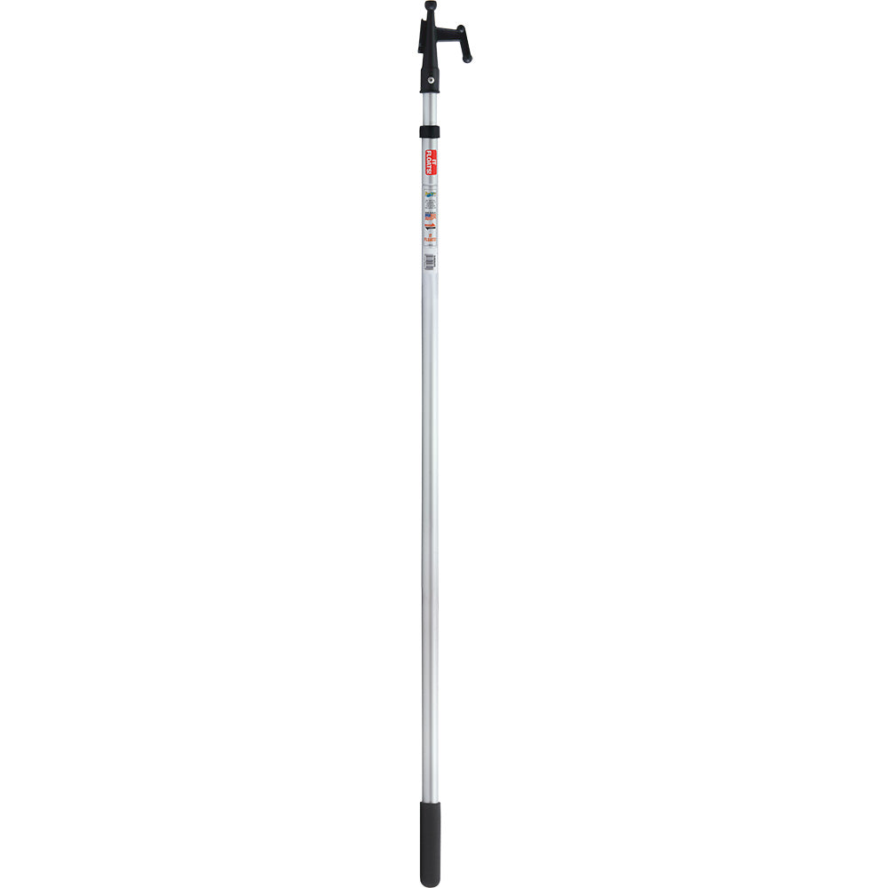 Star brite telescoping aluminum boat hook extended to 8 feet with non-slip foam grip and molded hook end