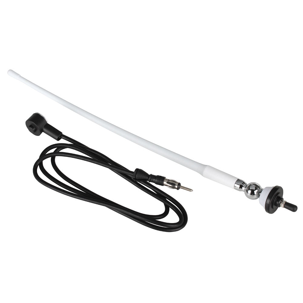 Boss Audio MRANT12W white 12-inch rubber-duck AM/FM marine antenna with bulkhead mount