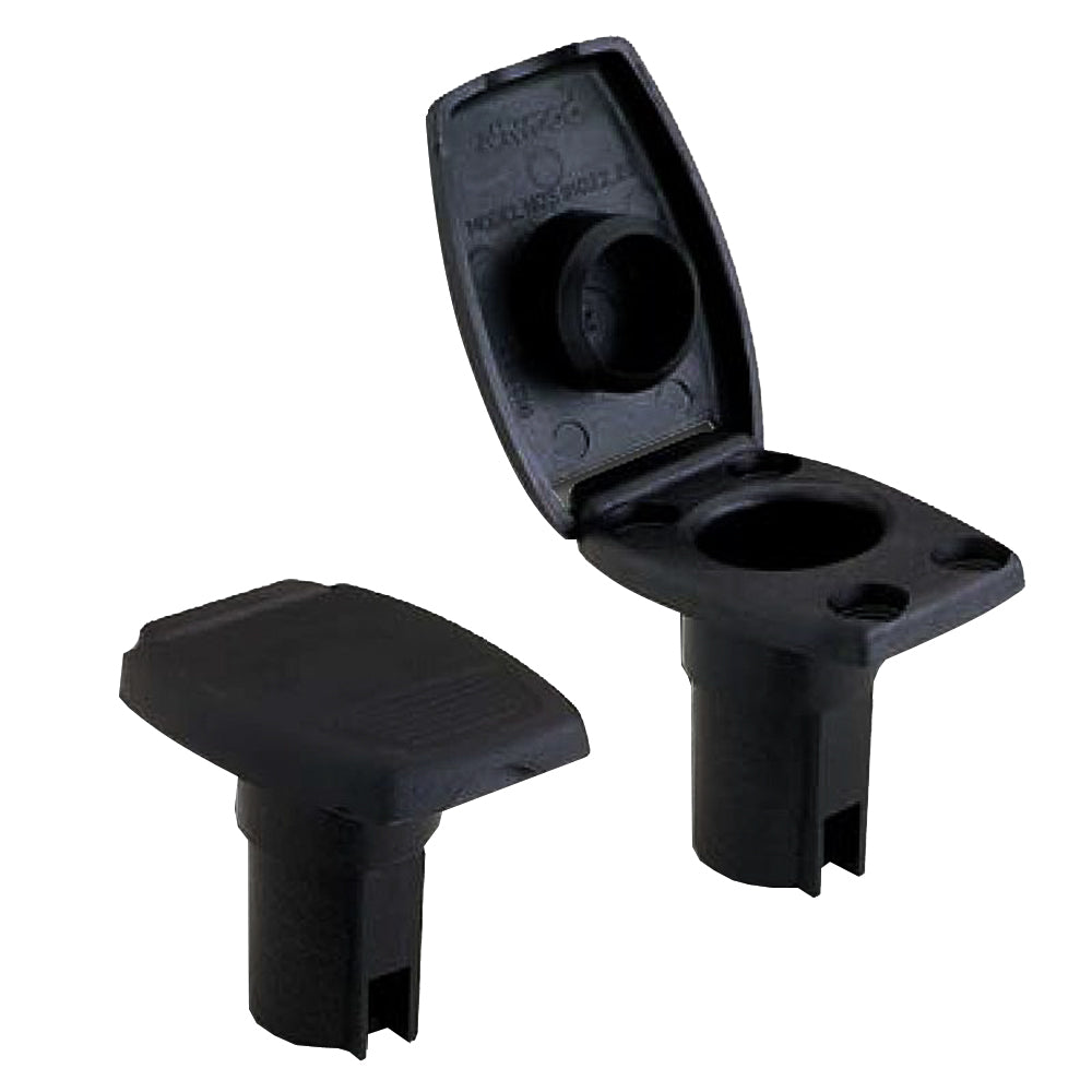 Attwood 91022-7 black oval 2-pin base for angled pole light with rubber gasket cover