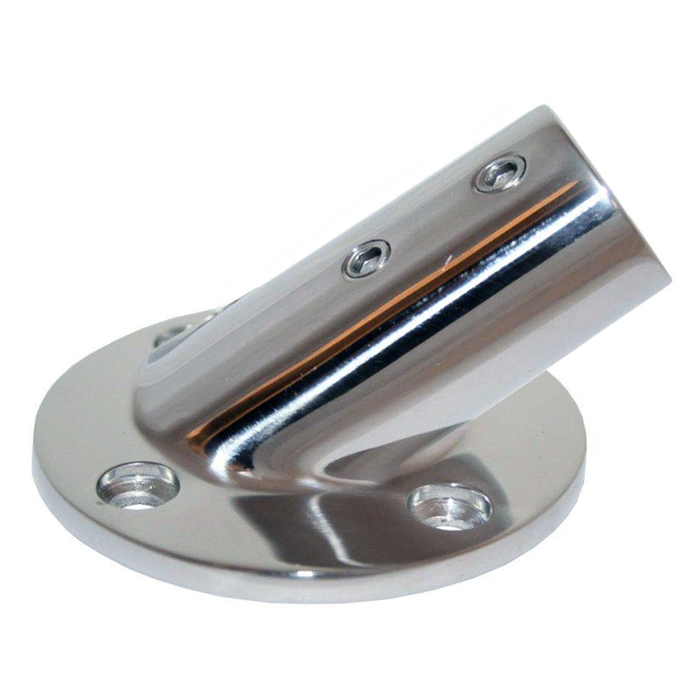 Whitecap 7/8" O.D. 30-degree round base 316 stainless steel rail fitting, 2-1/2" base diameter