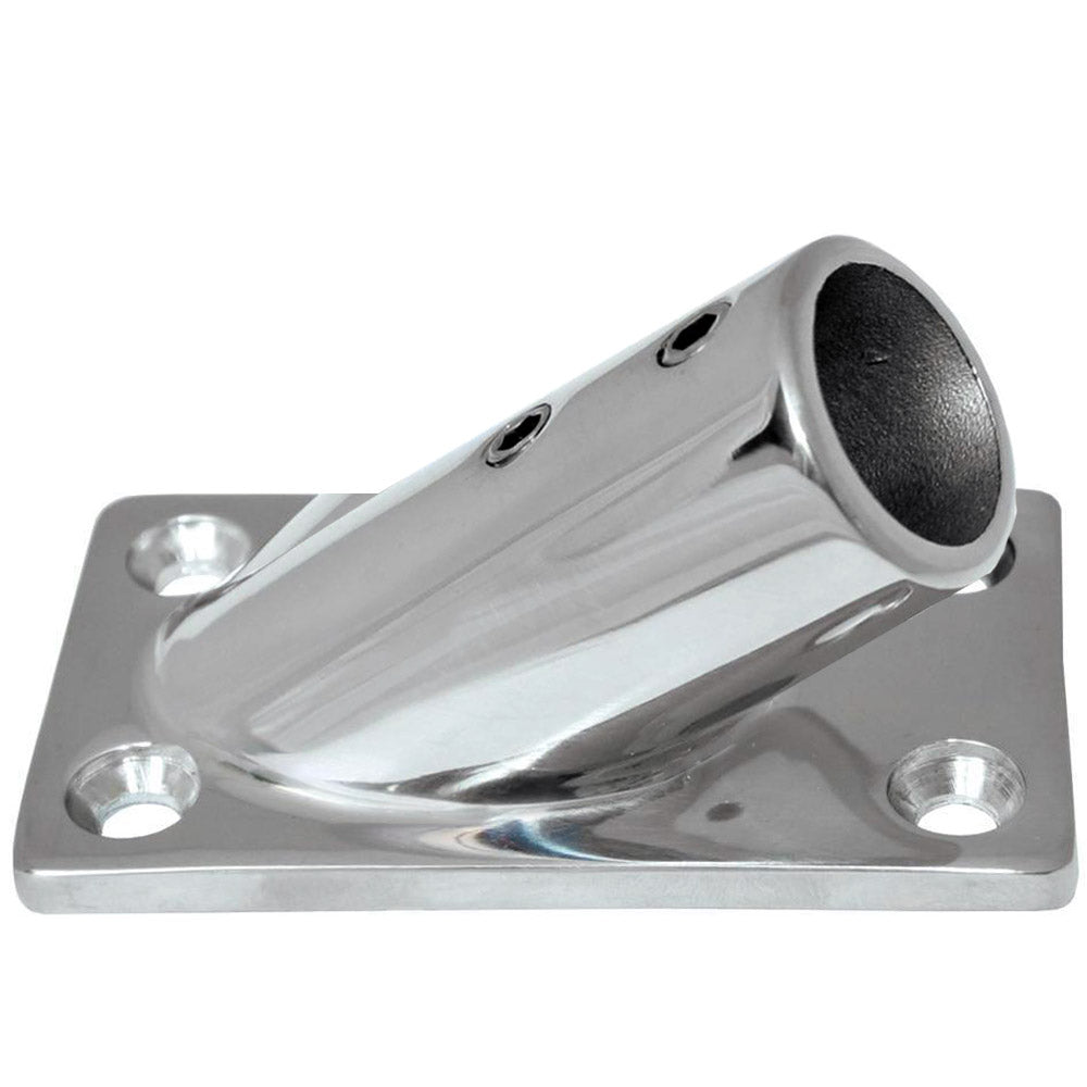 Whitecap 7/8 inch OD 30 degree 316 stainless steel rectangular base rail fitting for boat deck hardware