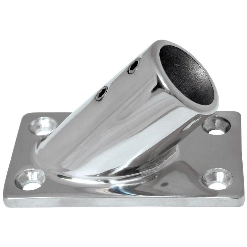 Whitecap 7/8" OD 45-degree 316 stainless steel rectangular base rail fitting