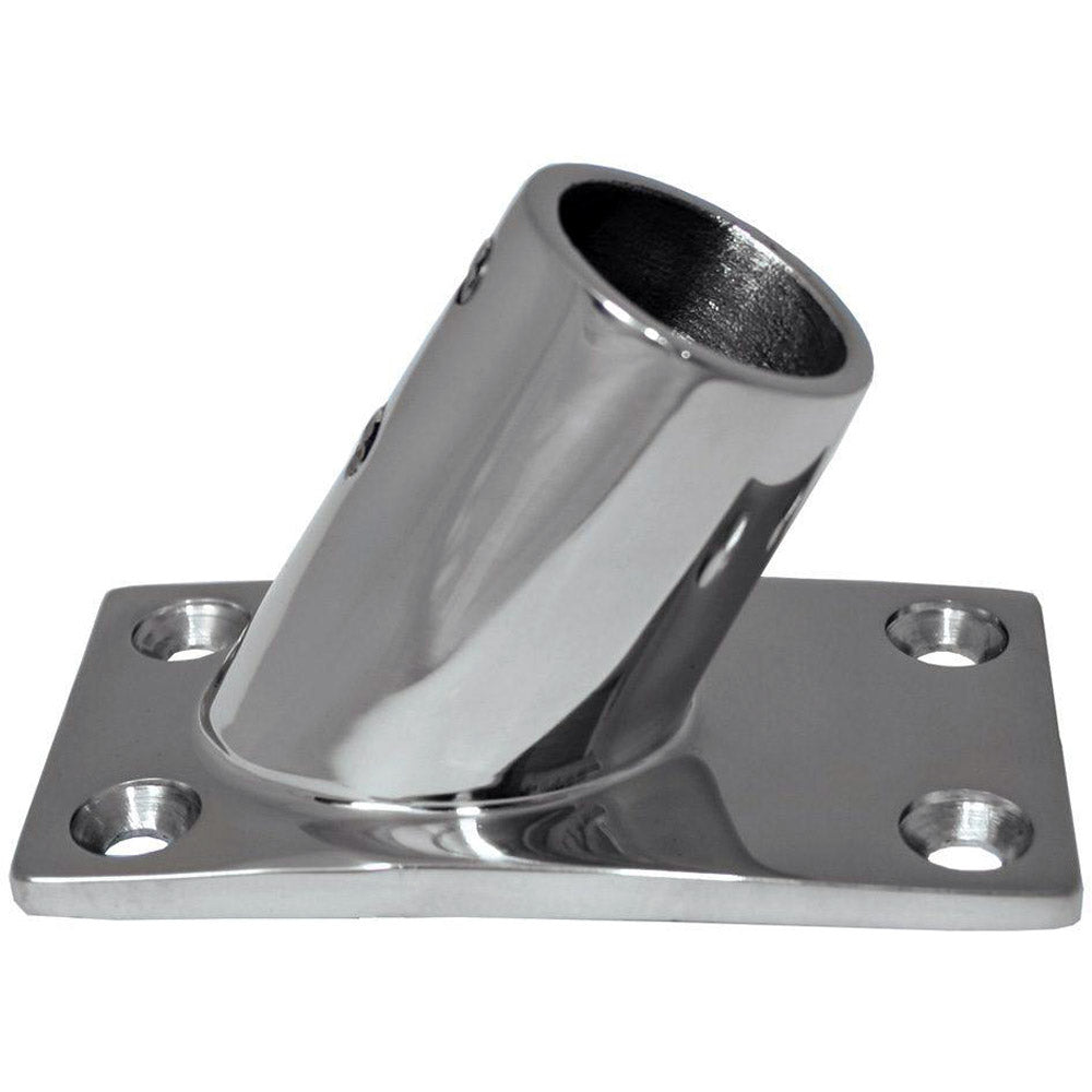 Whitecap 7/8 inch OD 60-degree rectangular base 316 stainless steel rail fitting