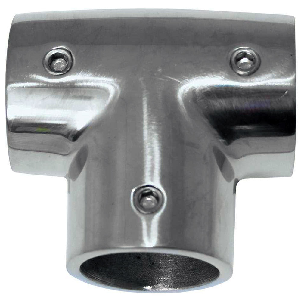Whitecap 7/8-inch O.D. 90-degree 316 stainless steel tee rail fitting, 6.0 oz