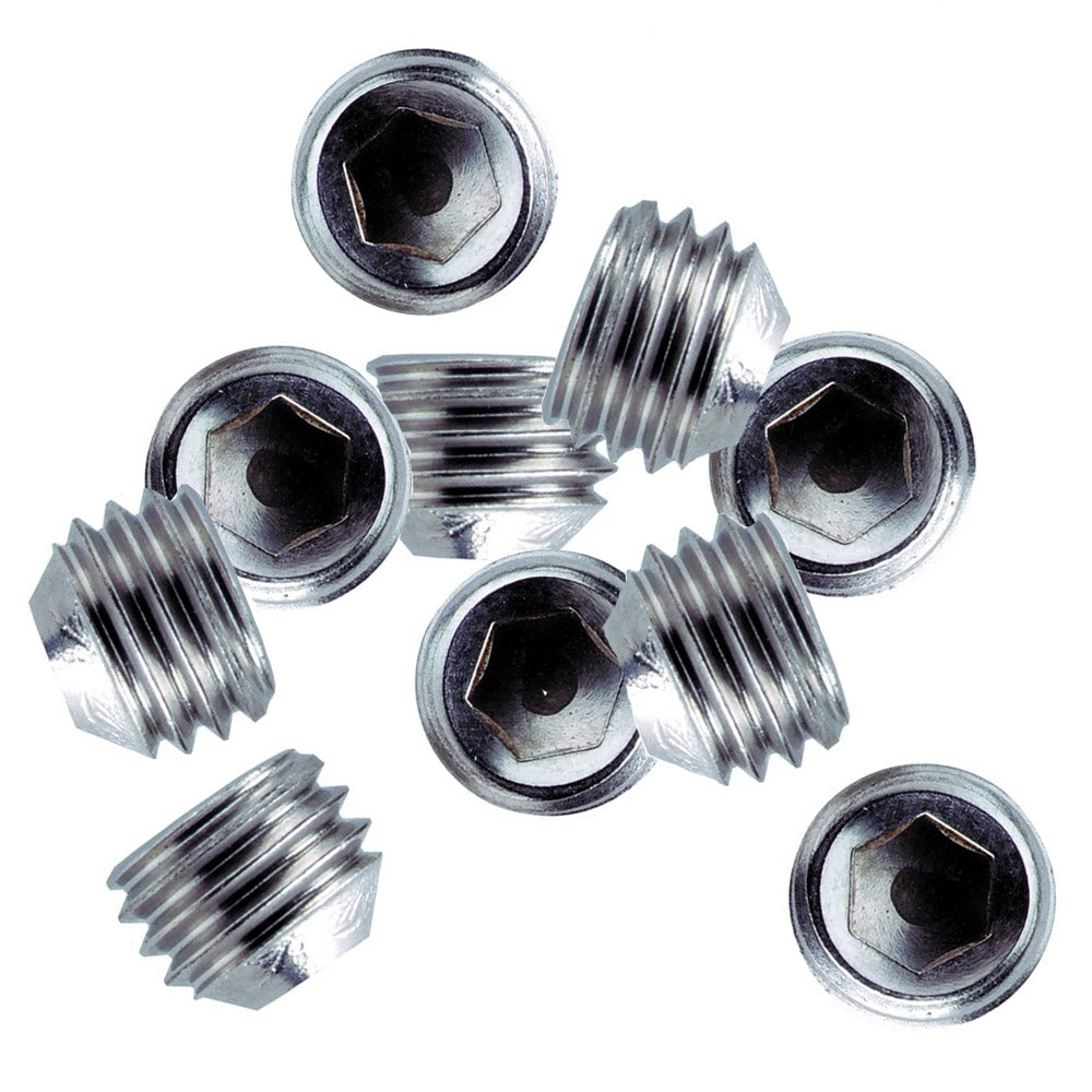 Whitecap 1/4-inch 28-thread stainless steel set screws, 10-pack