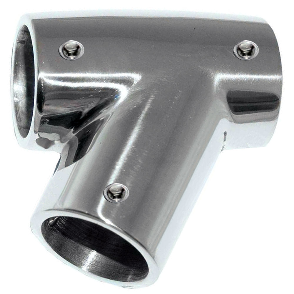 Whitecap 7/8 inch OD 60-degree left tee rail fitting in 316 stainless steel