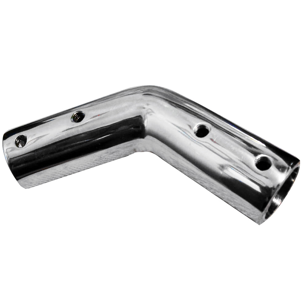 Whitecap 7/8 inch OD 110-degree 316 stainless steel bow form rail fitting with 1/2 inch flagstaff hole