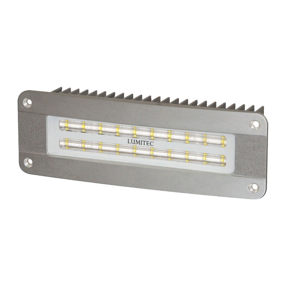 Lumitec Maxillume2 brushed flush-mount marine flood light with DeckSweep optic and white dimming