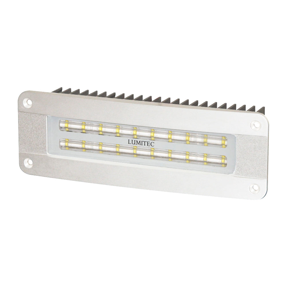 Lumitec Maxillume2 high-power flush mount marine flood light in white finish with DeckSweep optic