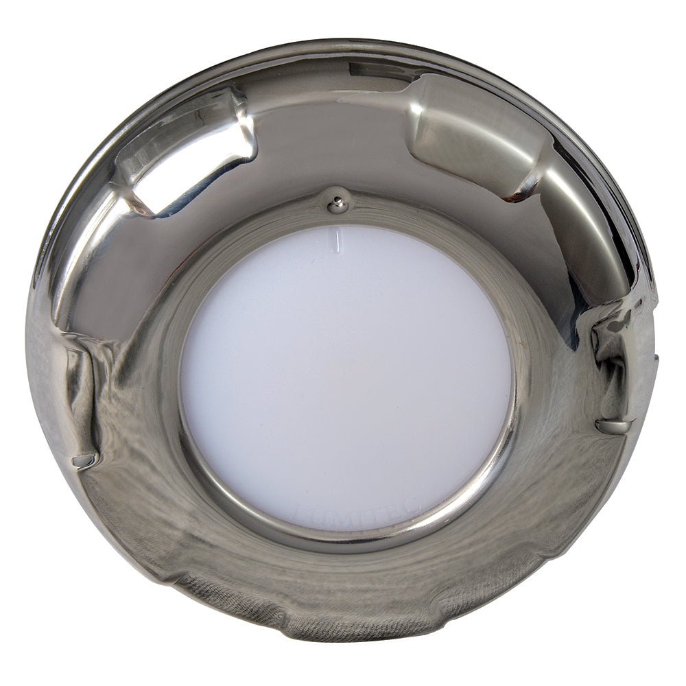 Lumitec Aurora LED dome light polished stainless steel finish 2-color dimming marine cabin light