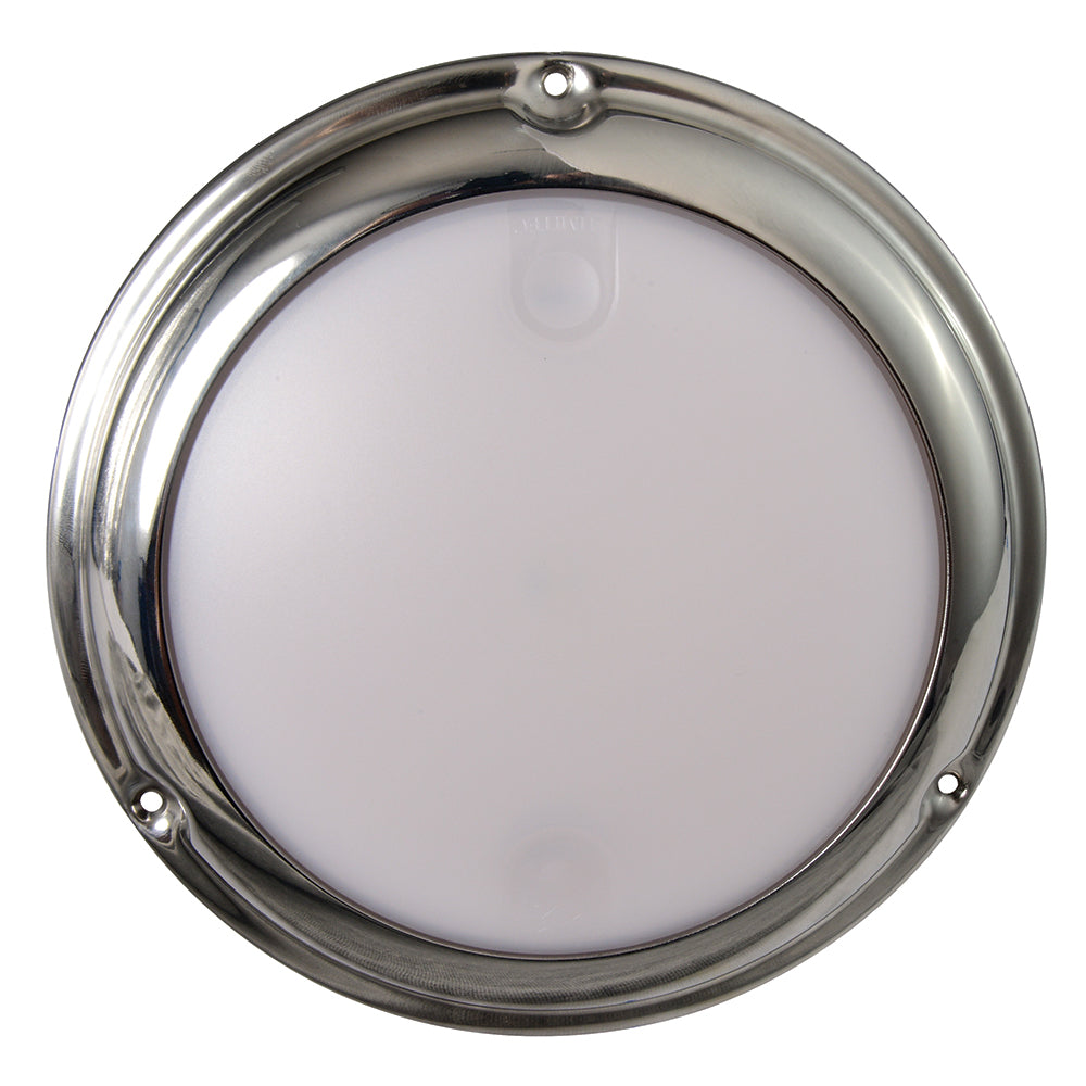 Lumitec TouchDome polished stainless steel dome light with 2-color white and red or blue dimming touch control