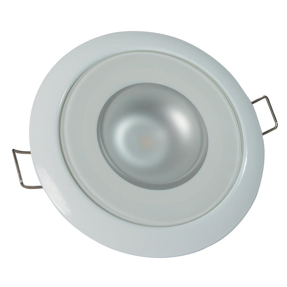 Lumitec Mirage flush mount LED down light with glass finish and white bezel, 4 watt marine dome light