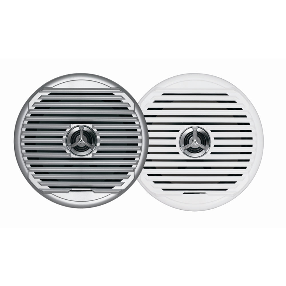 Jensen MSX65R 6.5 inch white and silver marine speakers IPX7 two-way coaxial pair