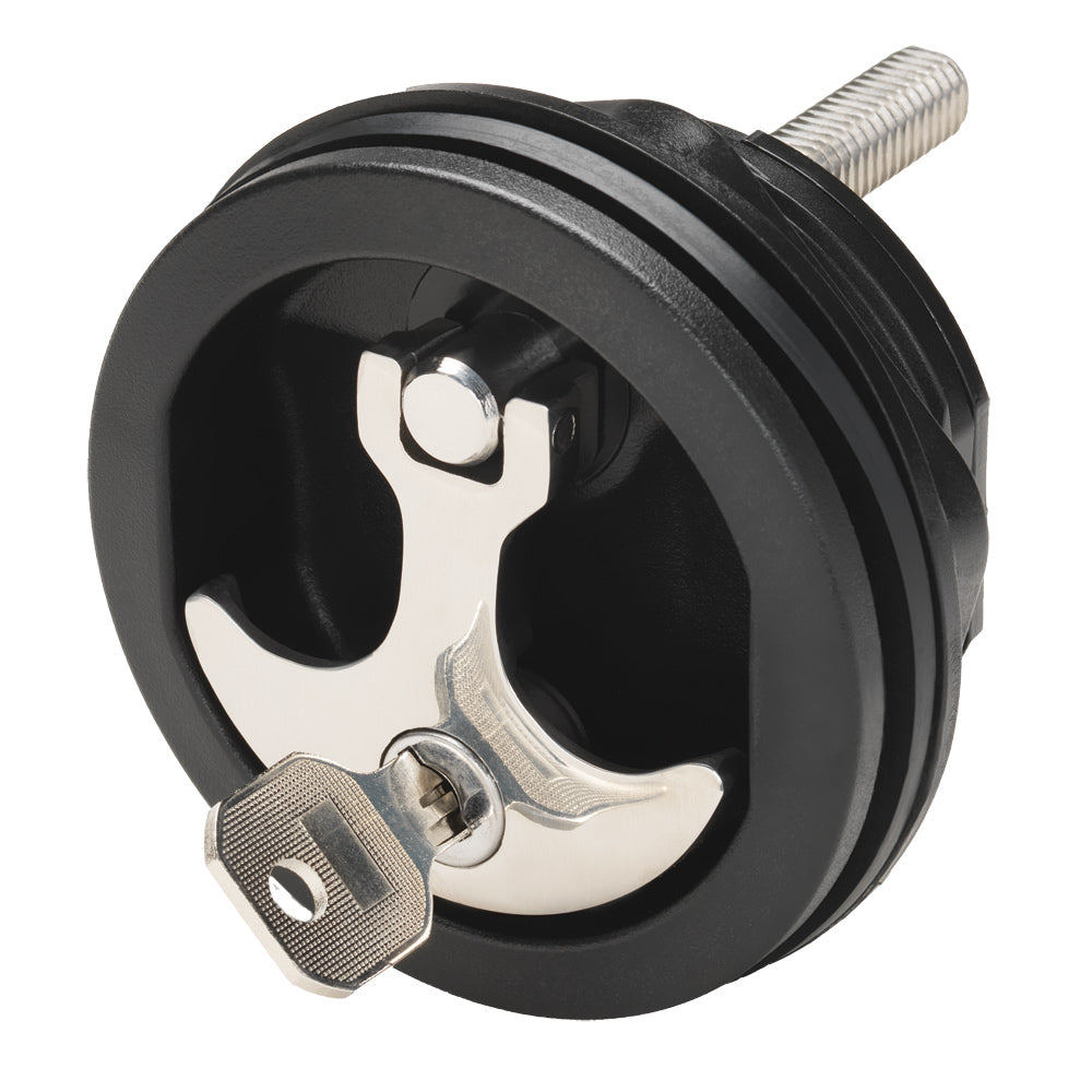 Whitecap locking nylon black stainless compression handle 3-inch OD for boat hatches
